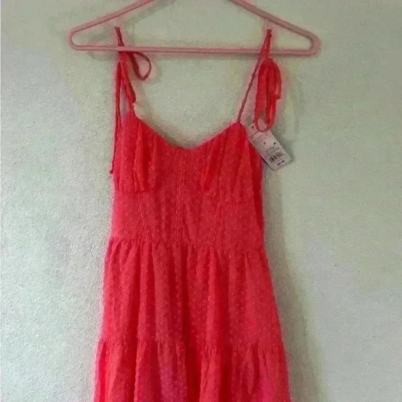 Womens Pink mini sundress with heart textured fabric spaghetti straps  size S - Picture 1 of 4